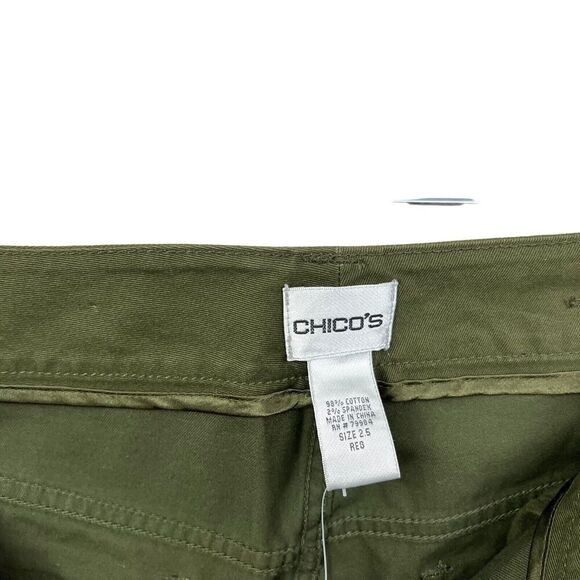Chico's Womens Chelsea Darlita Pants Stretch Embroidered Gems Pockets Green 2.5R - Picture 4 of 7